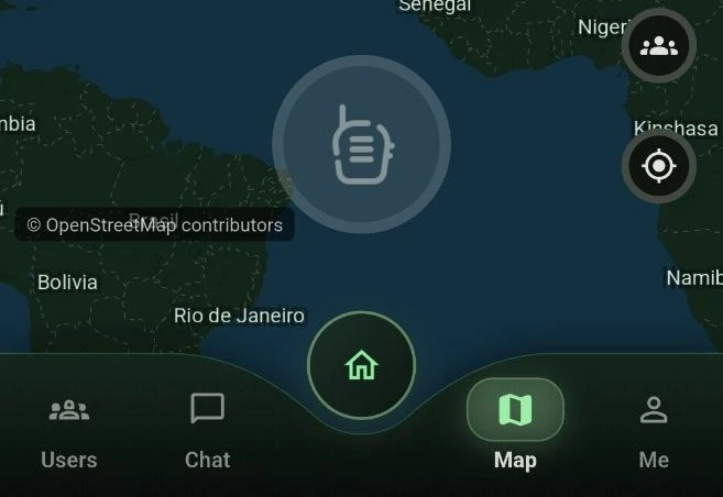 The PTTHex map at continent scale, with the search control above it and the map data credit along the bottom edge.